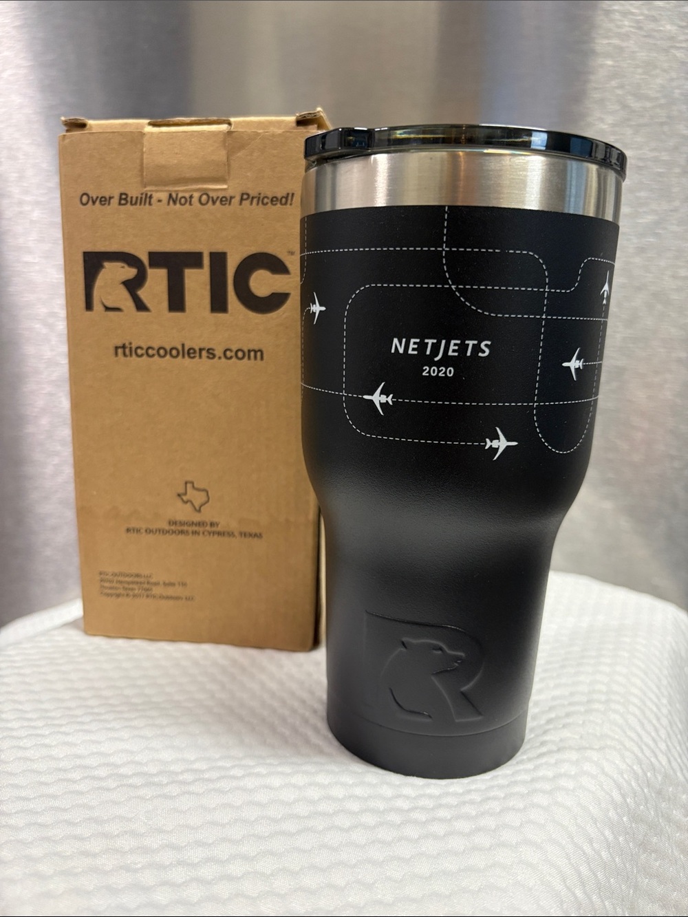 RTIC NetJets 2020 Private Jet Promo Tumbler Cup - Black Stainless Steel 24 oz